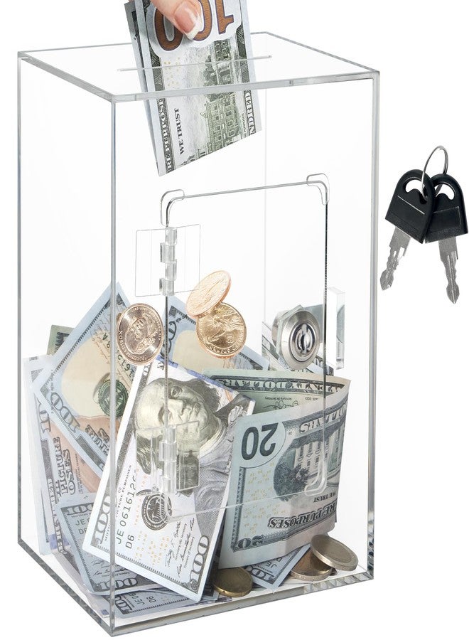 Imeepa Clear Acrylic Piggy Bank with Lock and Key for Kids Adults, Openable Money Saving Box for Cash Coins Real Money (Clear) - Image 1
